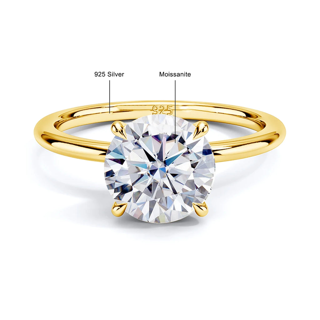 Garb Eterna Luce – Anel Feminino Solitário de Moissanite em Ouro 14K.