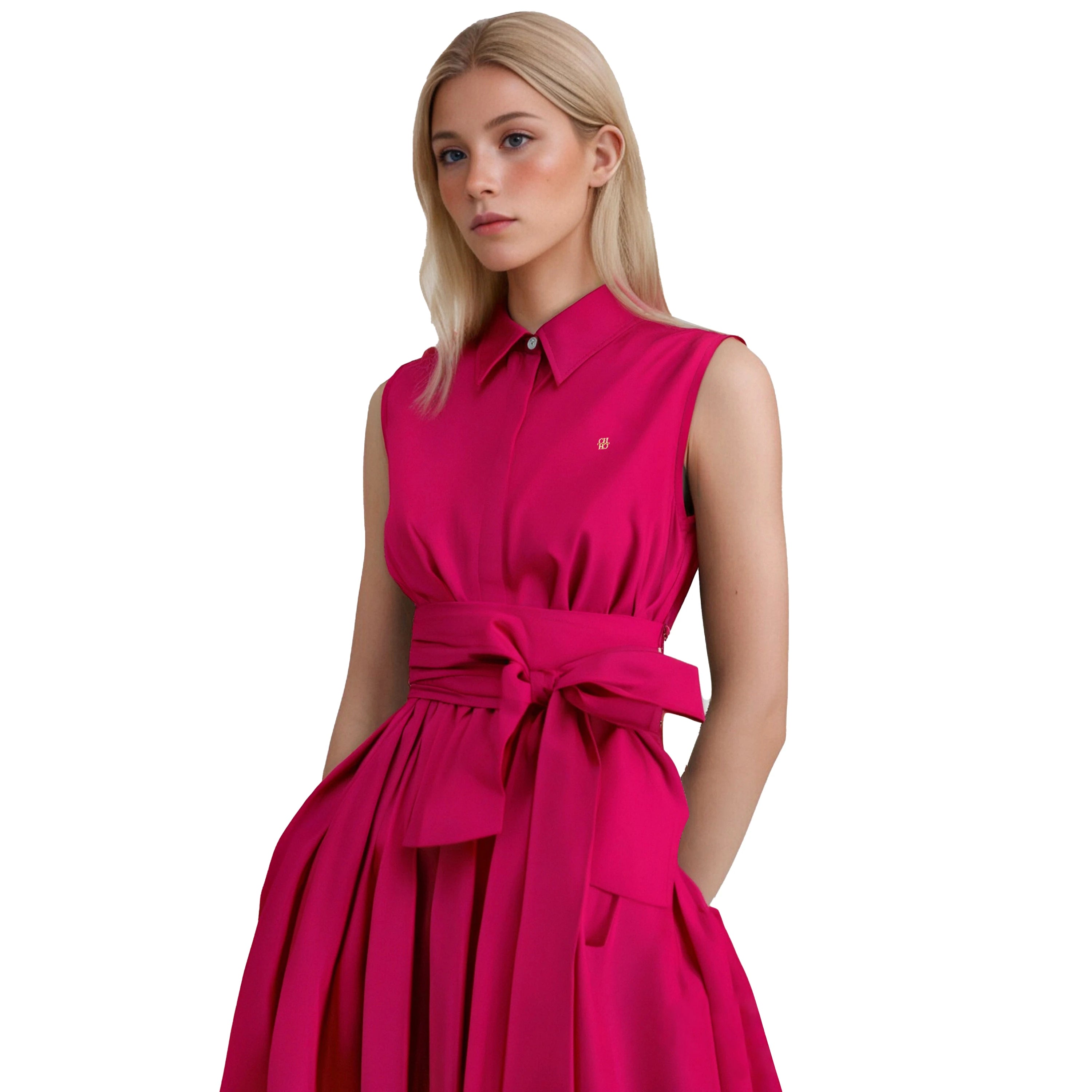 Vestido Feminino Evasê Sem Mangas com Cinto