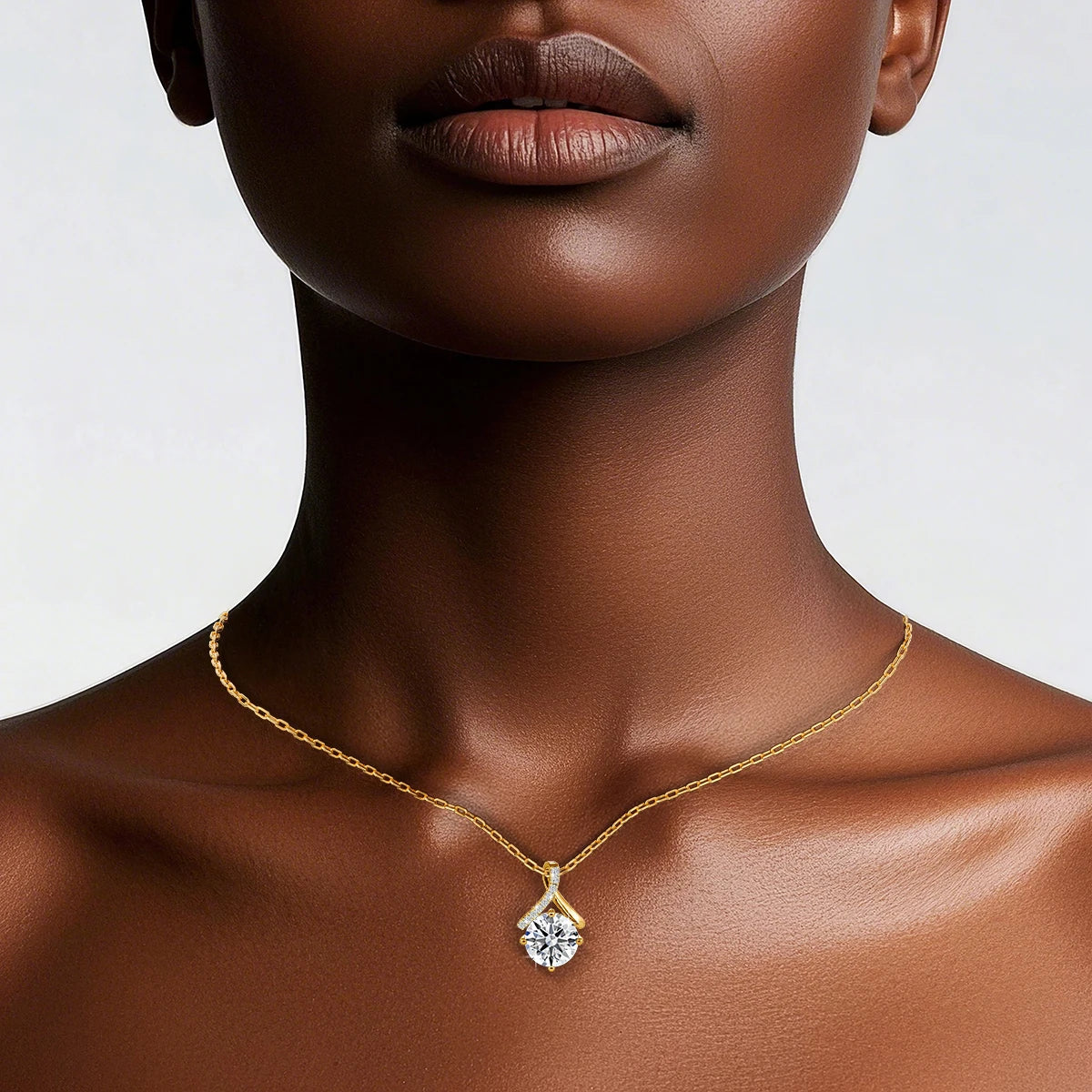 Pingente Feminino em Ouro 14K com Moissanita Lapidada de 1ct