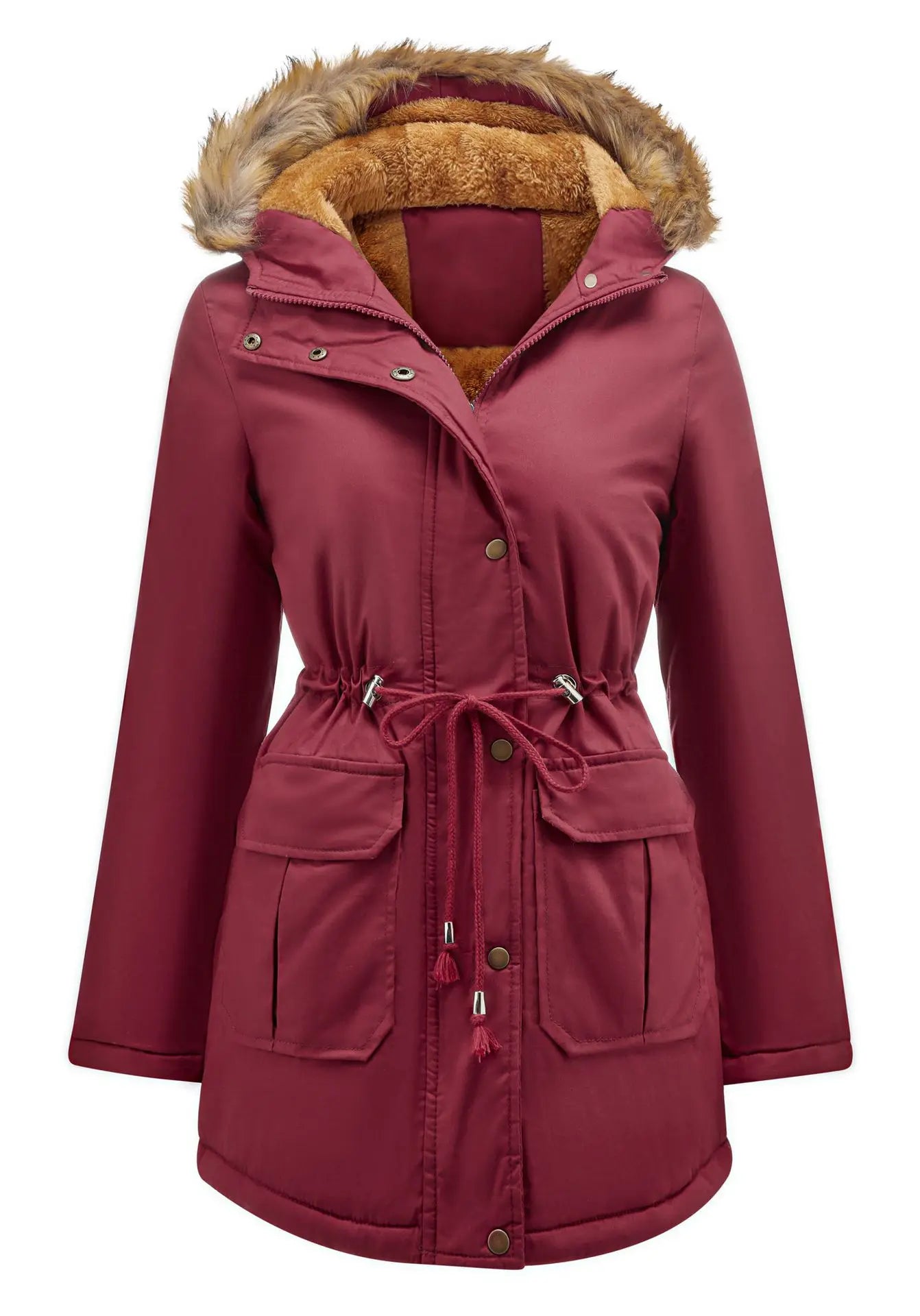 Casaco Feminino Clássico em Lã com Capuz Integrado.