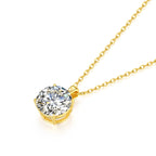 Colar Feminino com Pingente de Moissanite Redondo em Ouro 14K.