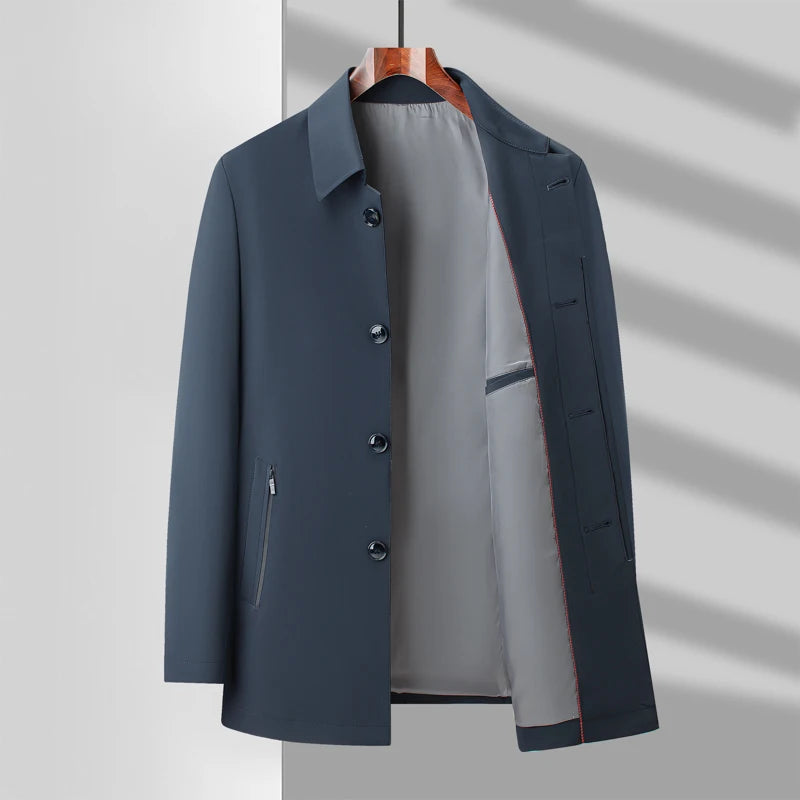 Jaqueta Masculina com Lapela de Botões em Poliéster Premium.