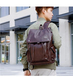 Mochila Masculina Softback em Couro PU Estilo Preppy.
