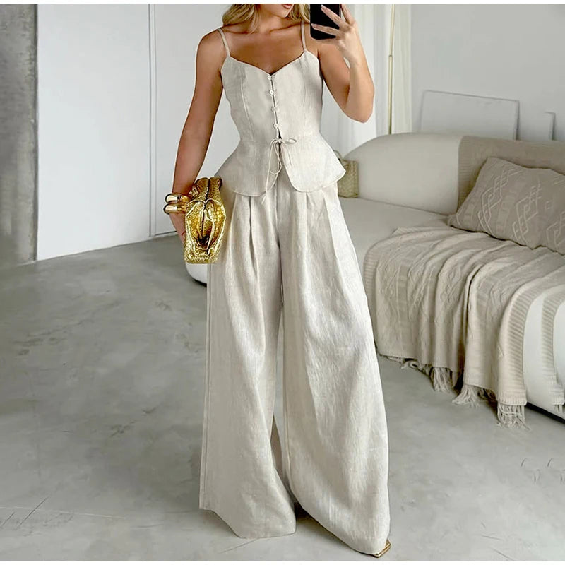 Conjunto Feminino Casual de Microfibra com Patchwork Artesanal.