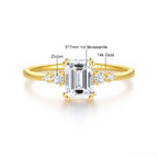 Garb Esmeralda di Luce – Aliança Feminina de Moissanita em Ouro 14K com Lapidação Esmeralda