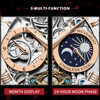 Garb Orologio Imperiale – Relógio Mecânico Masculino Automático Esqueleto em Couro Legítimo e Aço Inoxidável