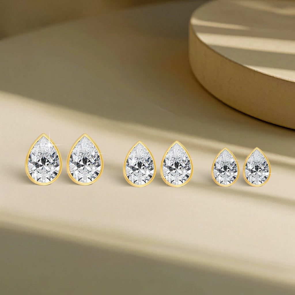 Brincos Femininos com Moissanite em Ouro 14K.