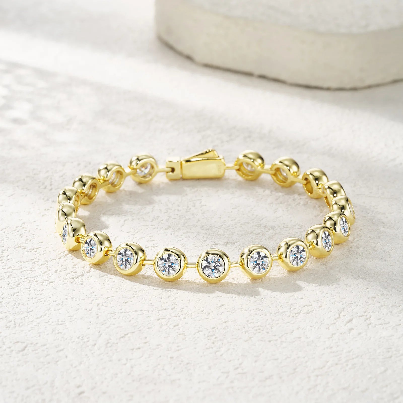 Pulseira de Moissanite D VVS1 Banhada a Ouro em Prata Esterlina S925