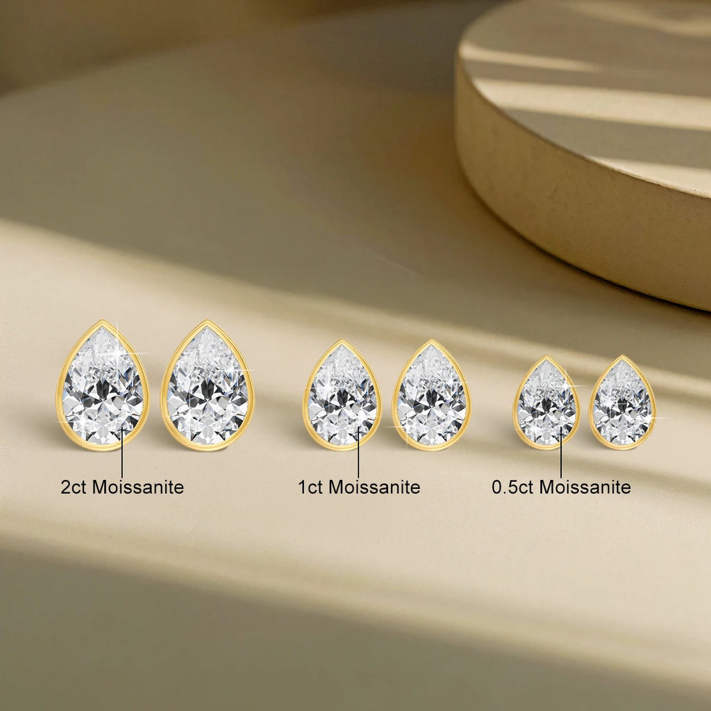 Brincos Femininos com Moissanite em Ouro 14K.