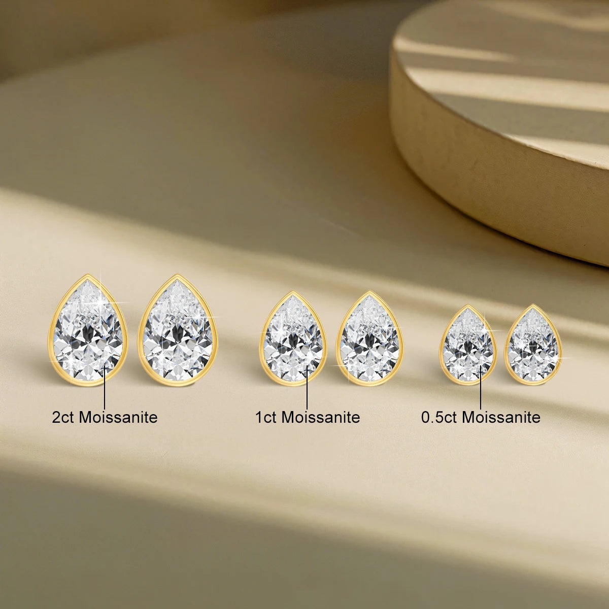 Brincos Femininos com Moissanite em Ouro 14K.