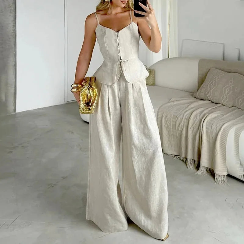 Conjunto Feminino Casual de Microfibra com Patchwork Artesanal.