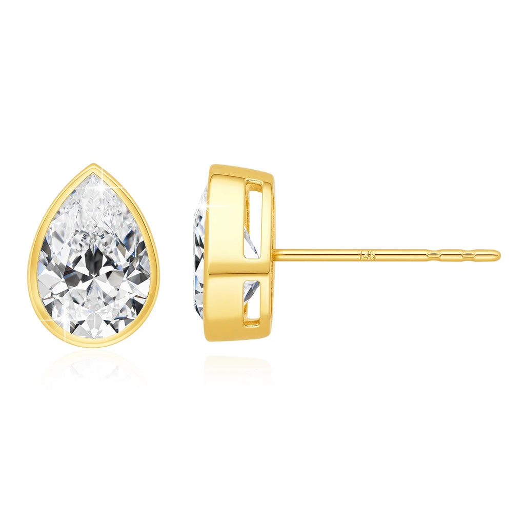 Brincos Femininos com Moissanite em Ouro 14K.