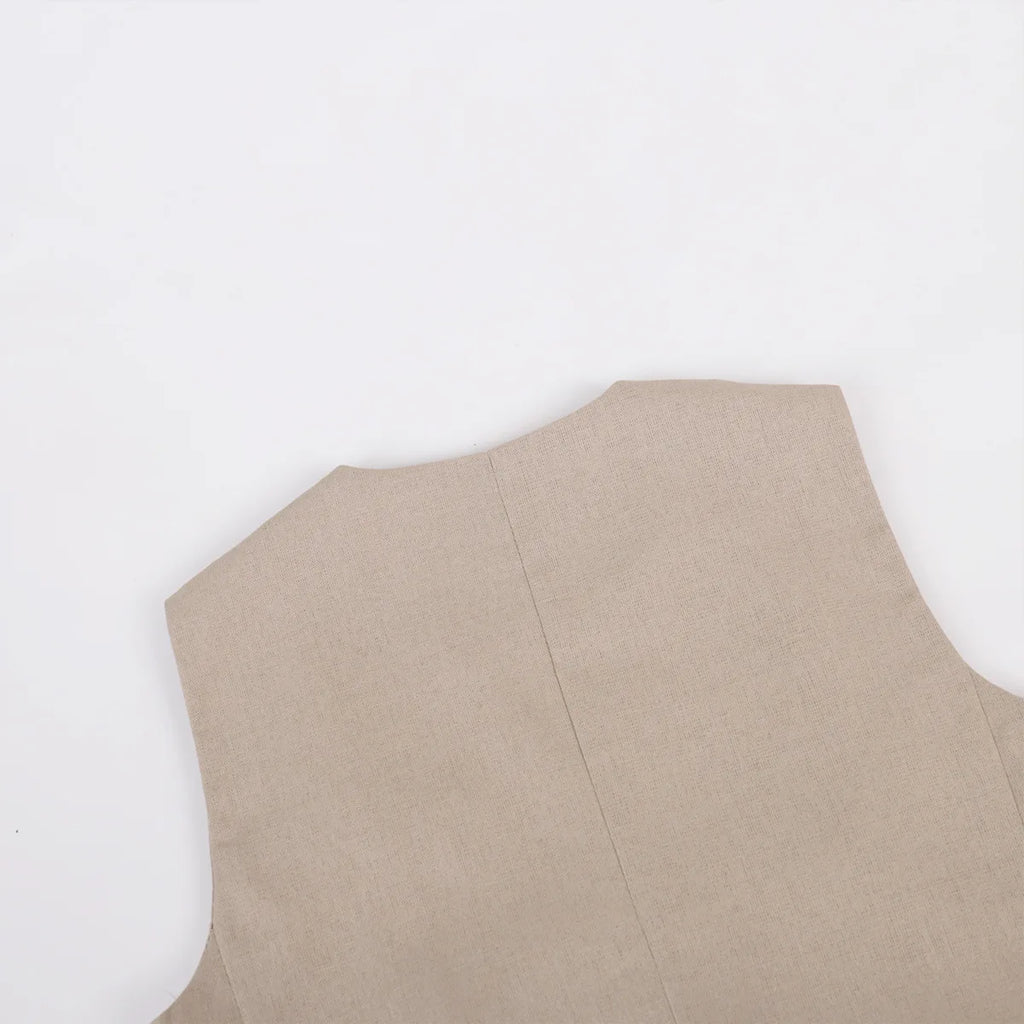 Garb Eleganza Bassa – Conjunto Feminino de Colete Sem Mangas e Calça de Cintura Baixa Primavera/Verão