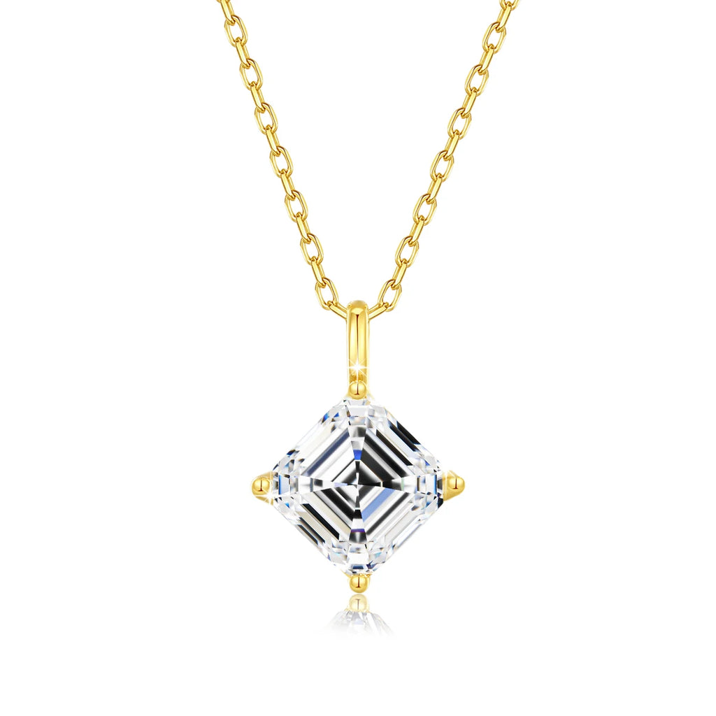 Colar Feminino com Pingente de Moissanite Asscher em Ouro 14K