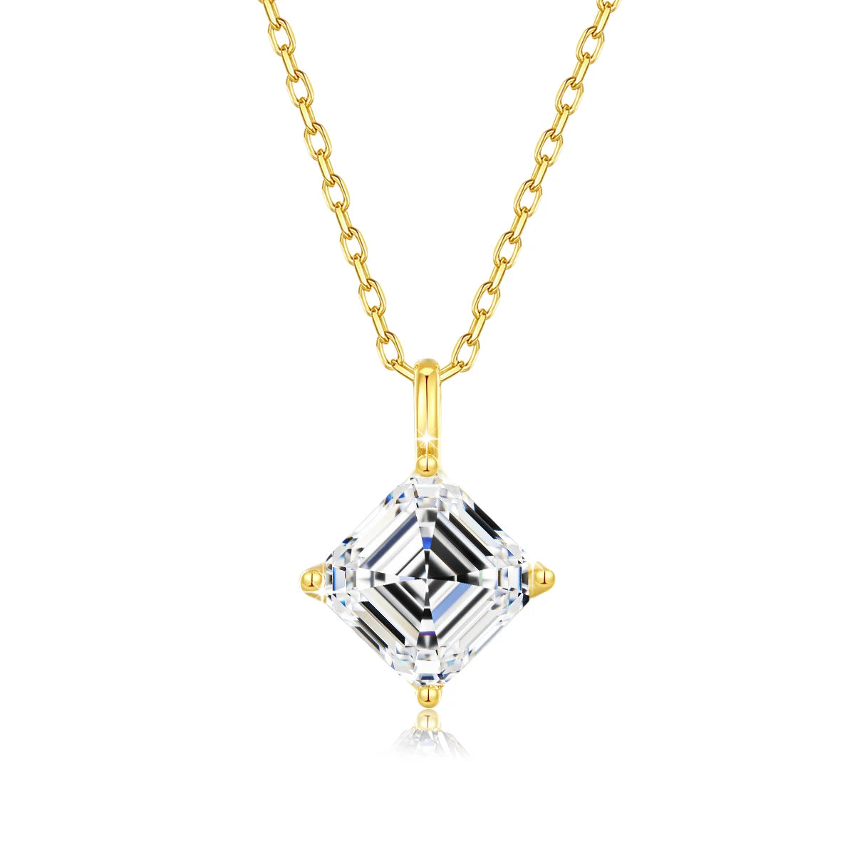 Colar Feminino com Pingente de Moissanite Asscher em Ouro 14K