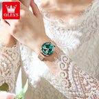 Garb Rosa Diamante – Relógio Feminino de Quartzo em Ouro Rosa com Cristais e Pulseira Elegante.