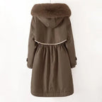 Casaco Feminino Slim de Lã com Patchwork Elegante.