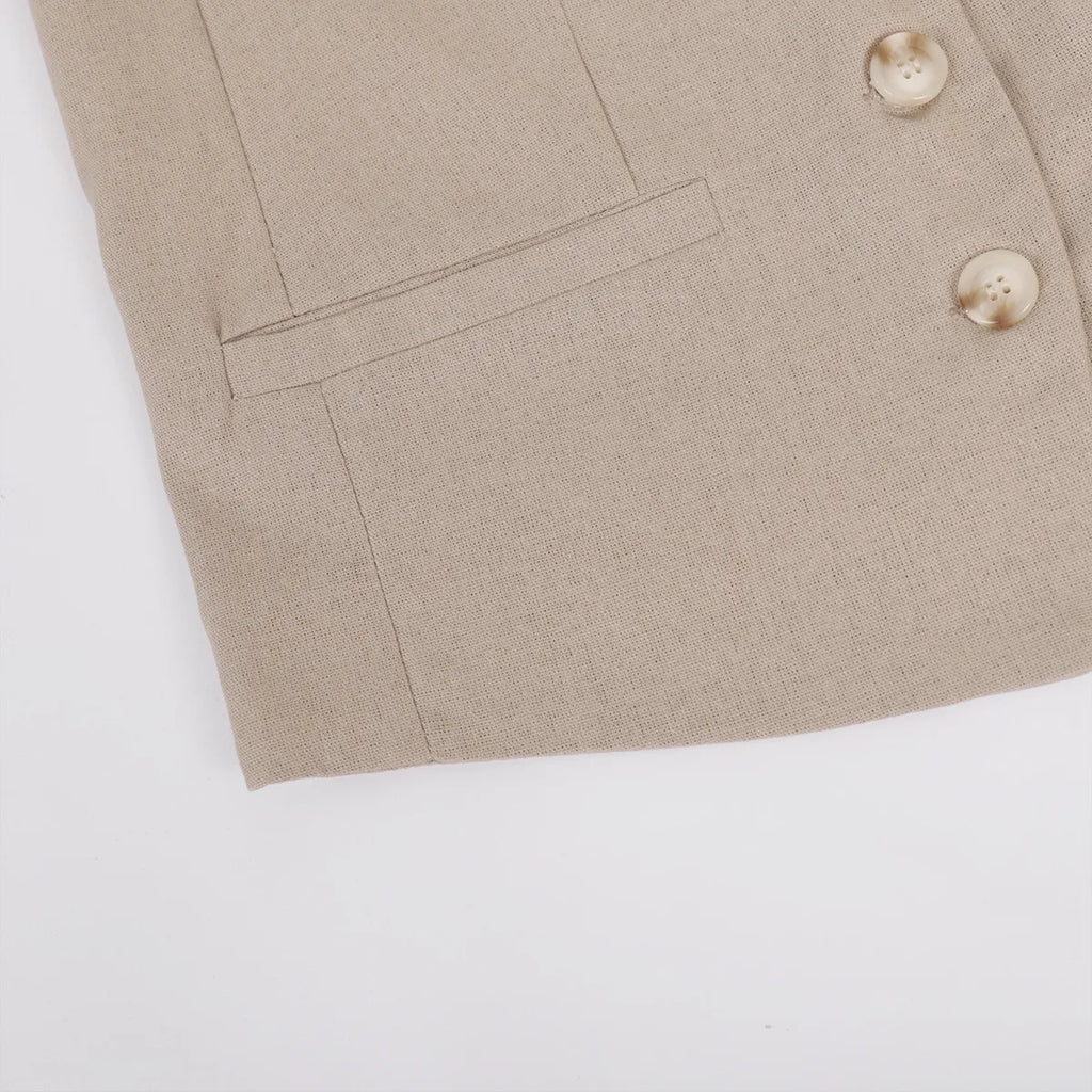 Garb Eleganza Bassa – Conjunto Feminino de Colete Sem Mangas e Calça de Cintura Baixa Primavera/Verão