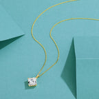 Colar Feminino com Pingente de Moissanite Asscher em Ouro 14K