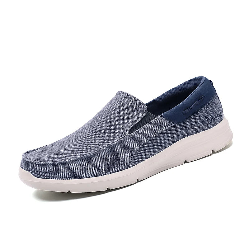 Mocassim Masculino Slip-On em Lona Premium com Solado Massageador de EVA.