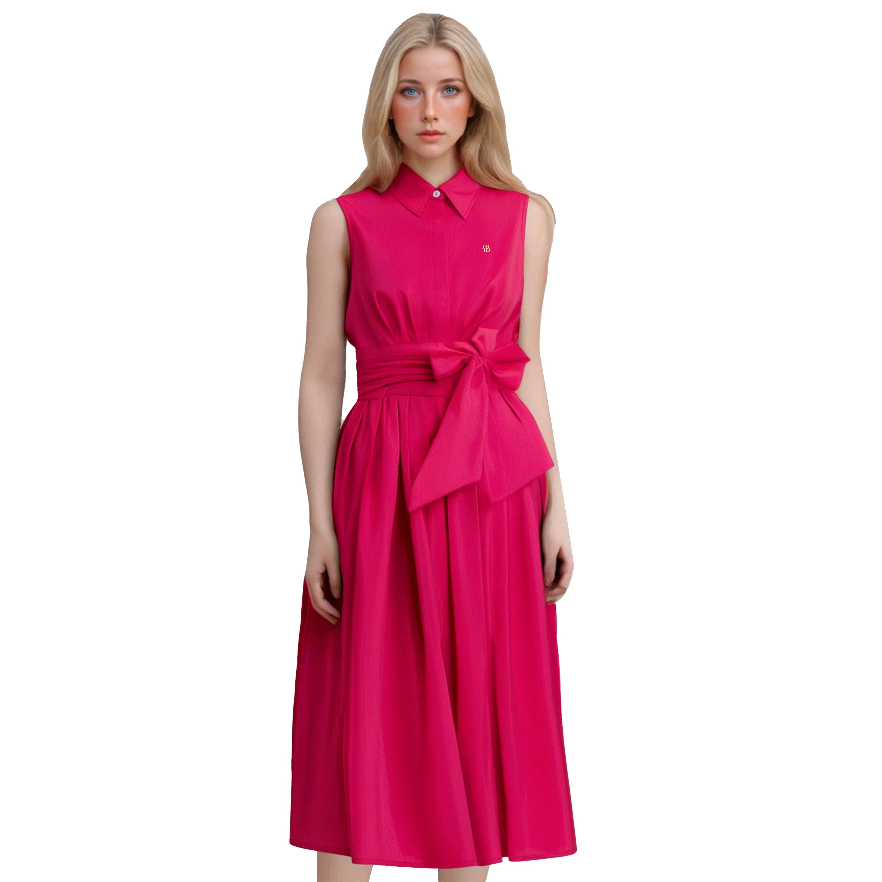 Vestido Feminino Evasê Sem Mangas com Cinto