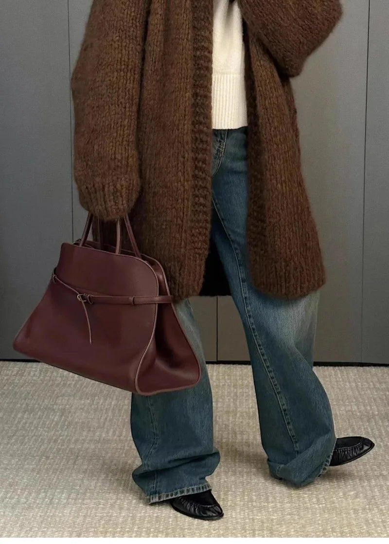 Bolsa de Viagem Feminina em Camurça Sintética de Luxo