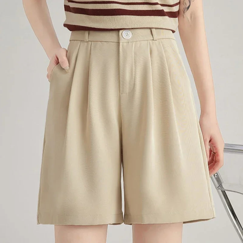 Shorts Feminino de Verão com Calça de Perna Larga.