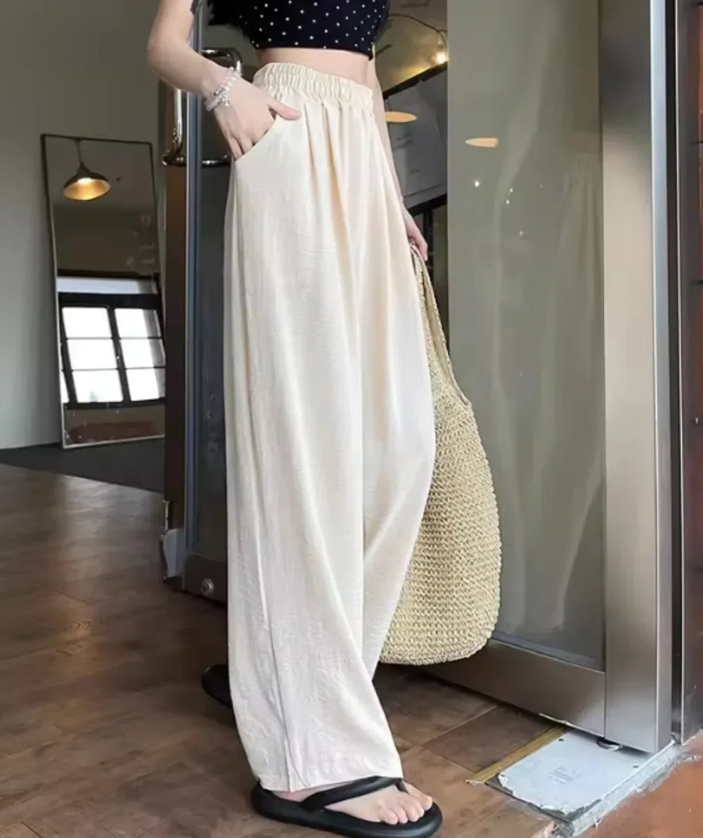 Garb Aria Luminosa – Calça Feminina de Verão em Tecido Fluido e Cintura Elástica.