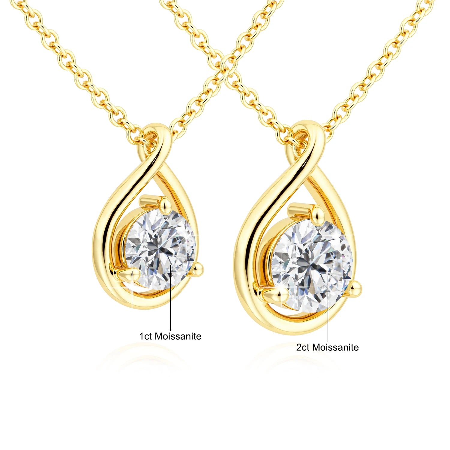 Colar Feminino com Pingente Solitário de Moissanite em Ouro 14K.