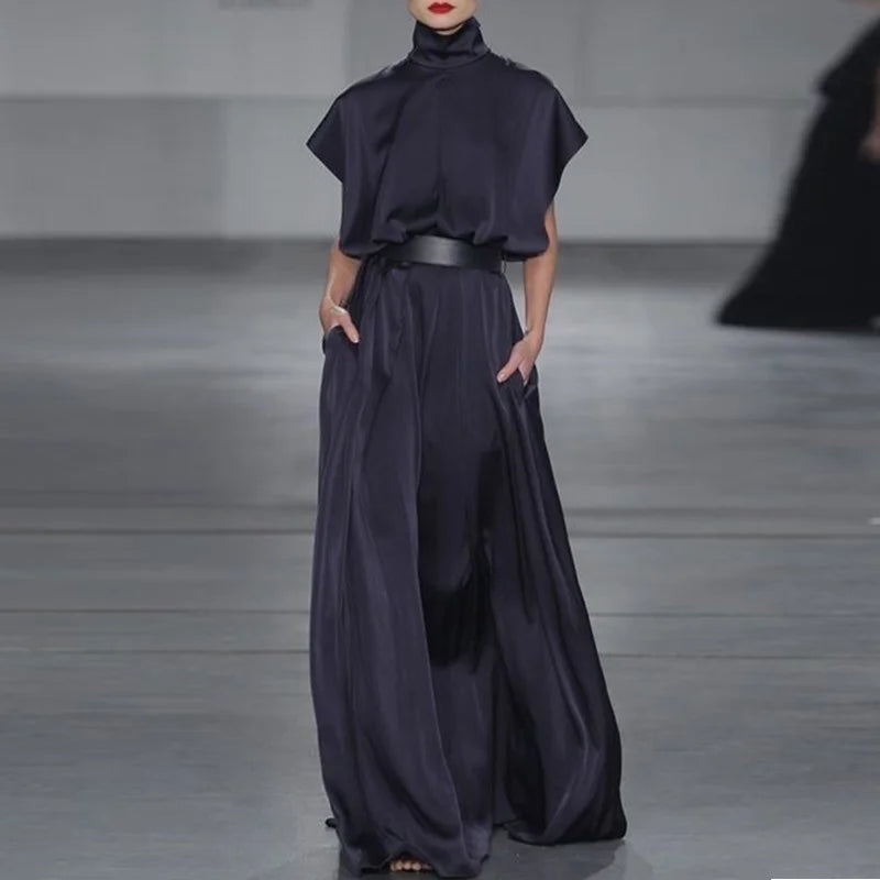 Vestido Longo Feminino Casual com Cinto Ajustável.