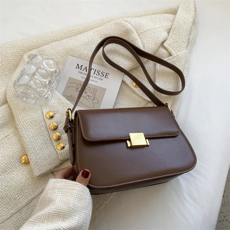 Bolsa Transversal Feminina em PU Rígido com Design Vintage Atemporal