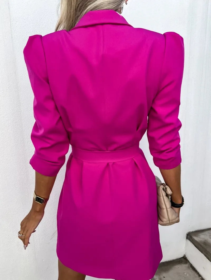 Vestido Feminino Slim com Manga Longa e Cinto.