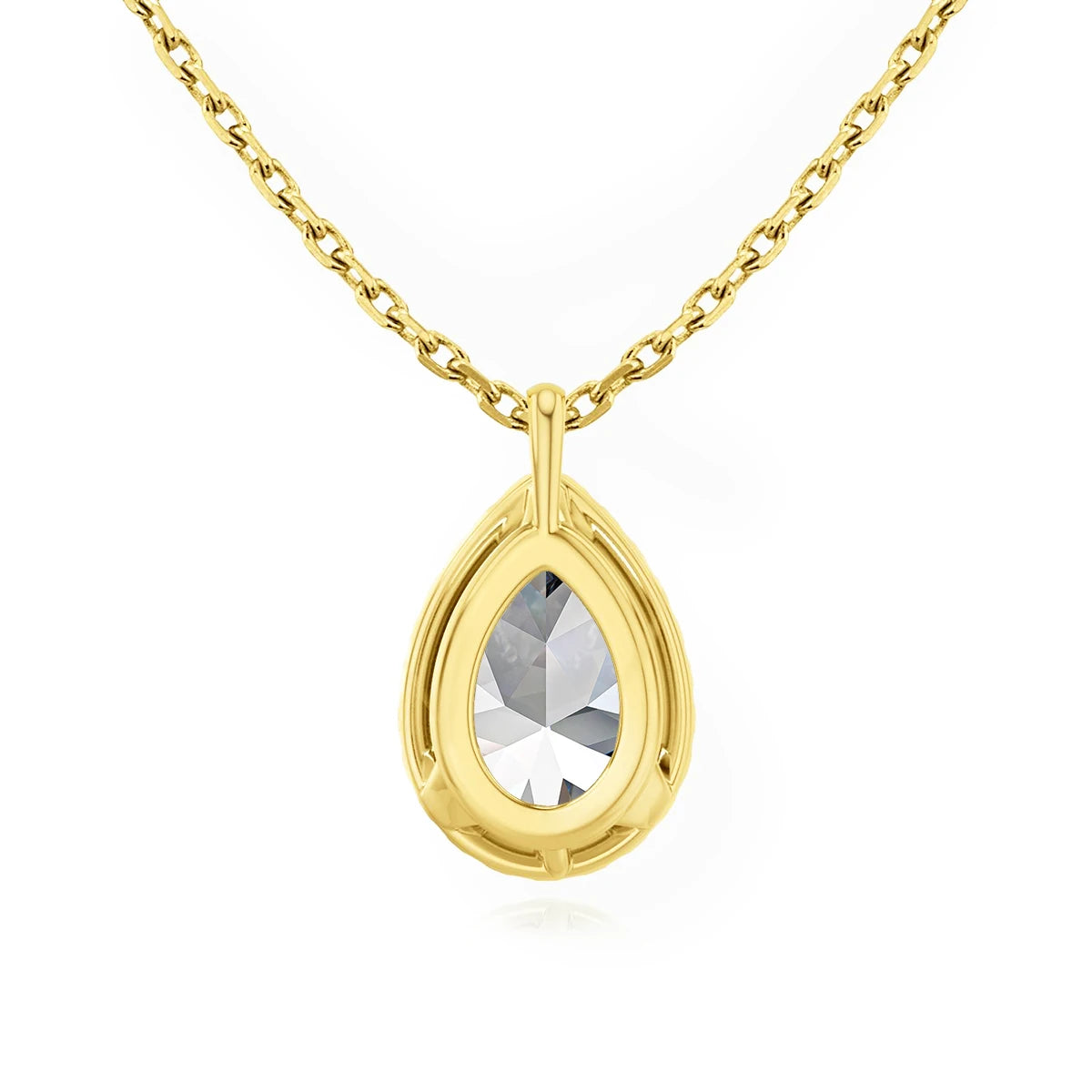 Garb Lacrima di Luce – Colar com Pingente de Moissanite Halo em Ouro 14K com Lapidação Pera