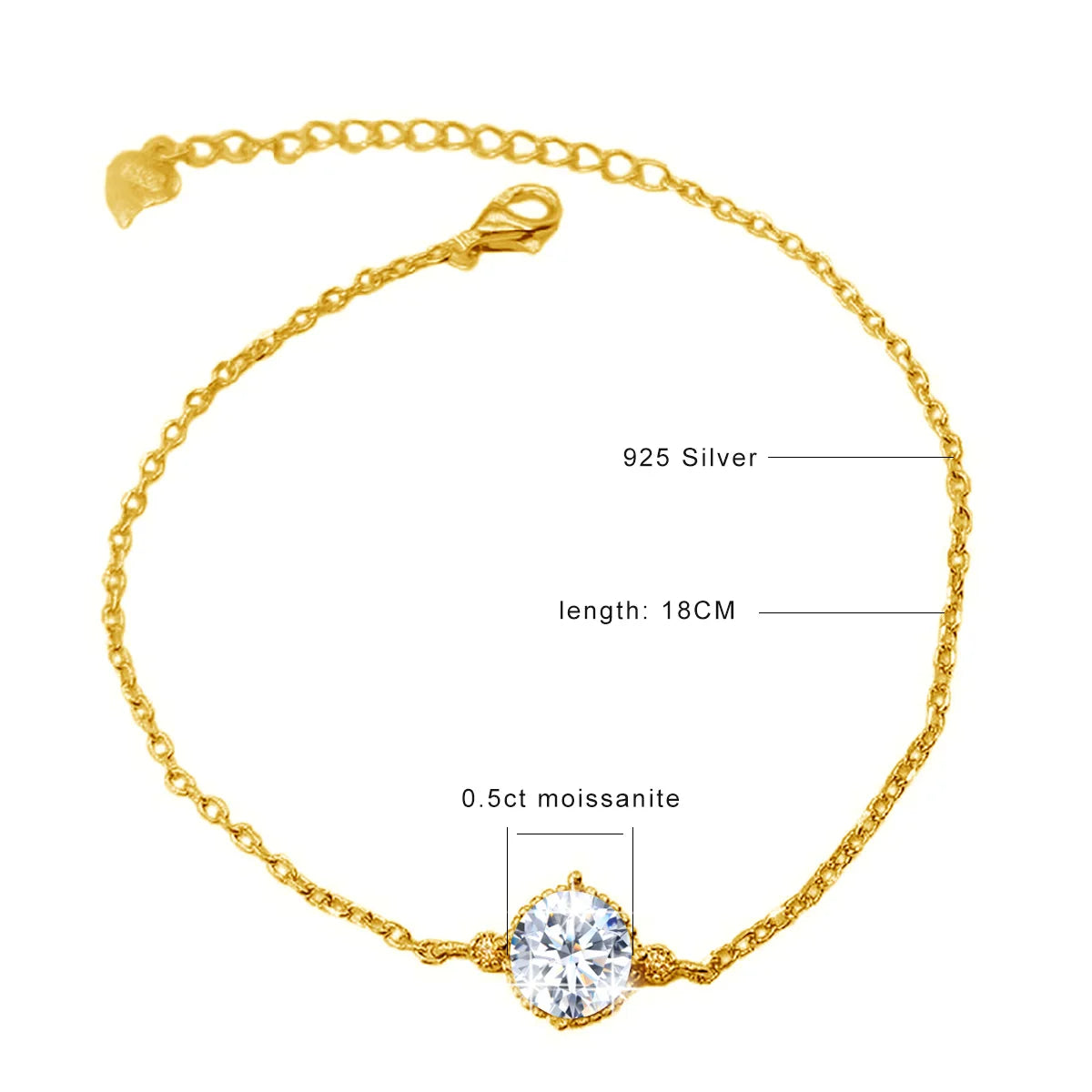 Pulseira Feminina em Prata 925 com Moissanite.