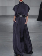 Vestido Longo Feminino Casual com Cinto Ajustável.