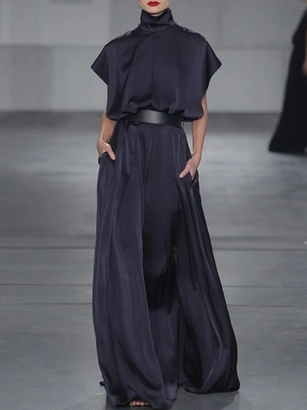 Vestido Longo Feminino Casual com Cinto Ajustável.