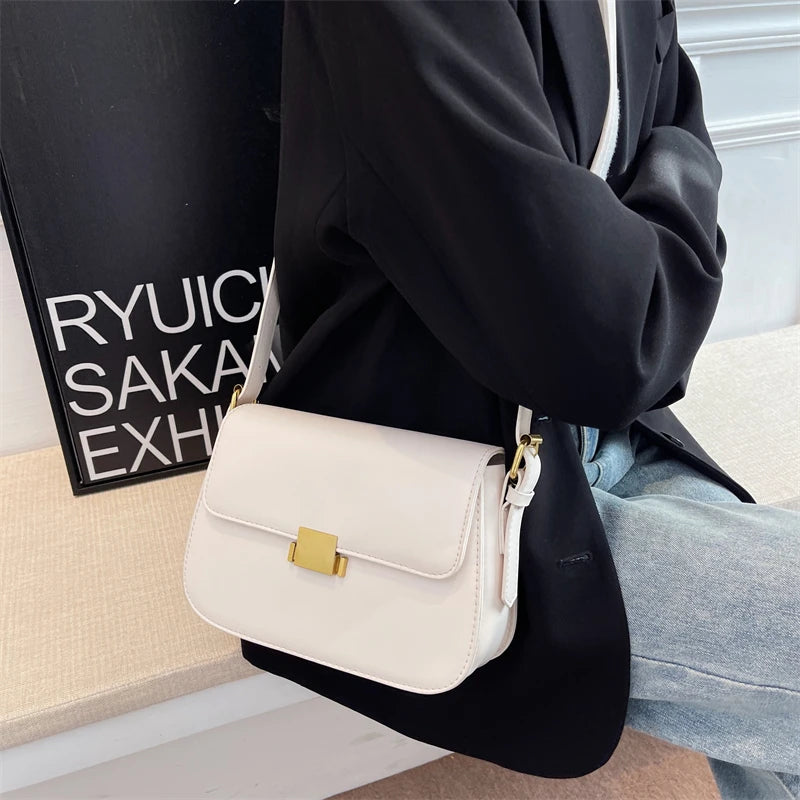 Bolsa Transversal Feminina em PU Rígido com Design Vintage Atemporal