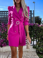 Vestido Feminino Slim com Manga Longa e Cinto.