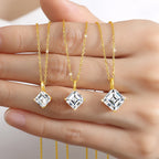 Colar Feminino com Pingente de Moissanite Asscher em Ouro 14K
