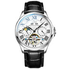 Relógio Mecânico Empresarial em Aço Inoxidável com Fases da Lua e Calendário Perpétuo