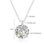 Colar Feminino com Pingente de Moissanite Redondo em Ouro 14K.