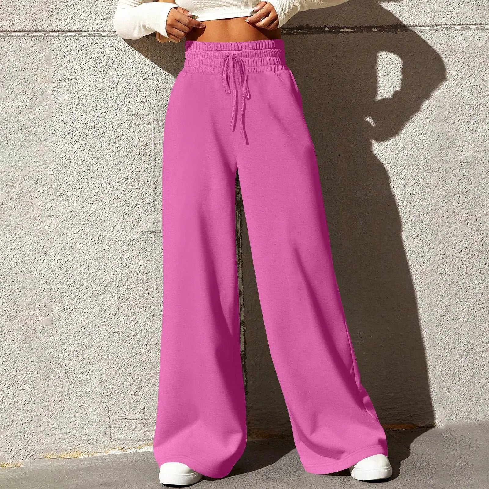 Calça Jogger Feminina de Perna Larga em Malha Premium