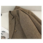 Blazer Feminino em Algodão e Lã com Abotoamento Duplo e Gola Entalhada