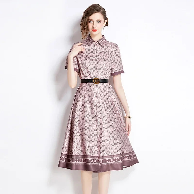 Abito Estrella – Vestido Feminino Midi Estampado com Cinto.