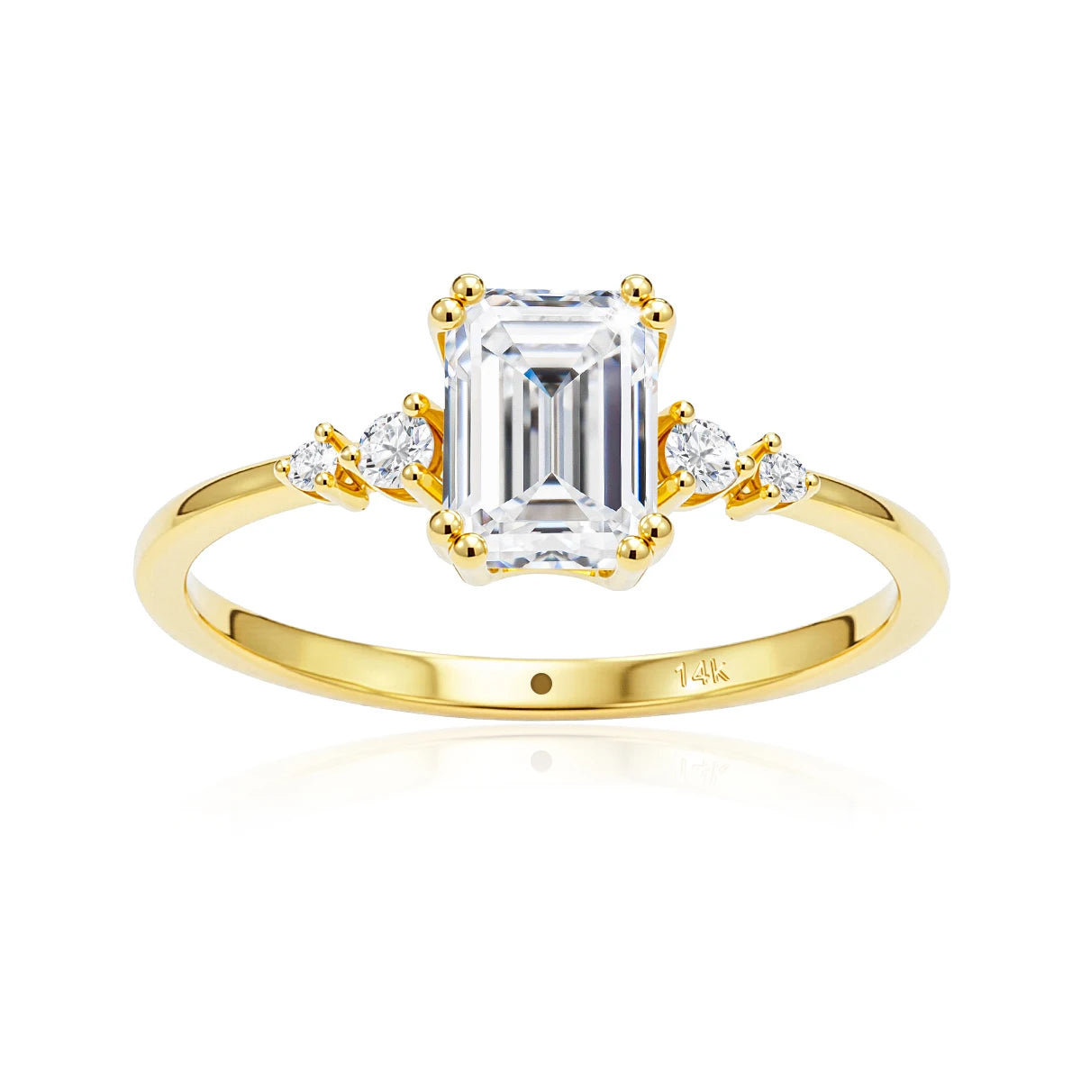 Garb Esmeralda di Luce – Aliança Feminina de Moissanita em Ouro 14K com Lapidação Esmeralda