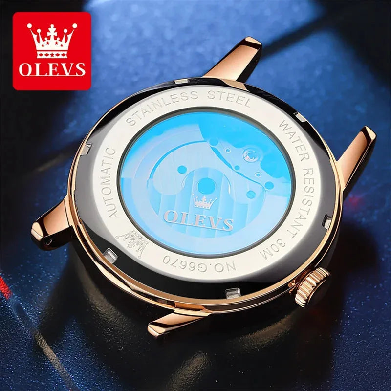 Garb Orologio Imperiale – Relógio Mecânico Masculino Automático Esqueleto em Couro Legítimo e Aço Inoxidável