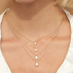 Colar Feminino com Pingente de Moissanite em Ouro 14K.