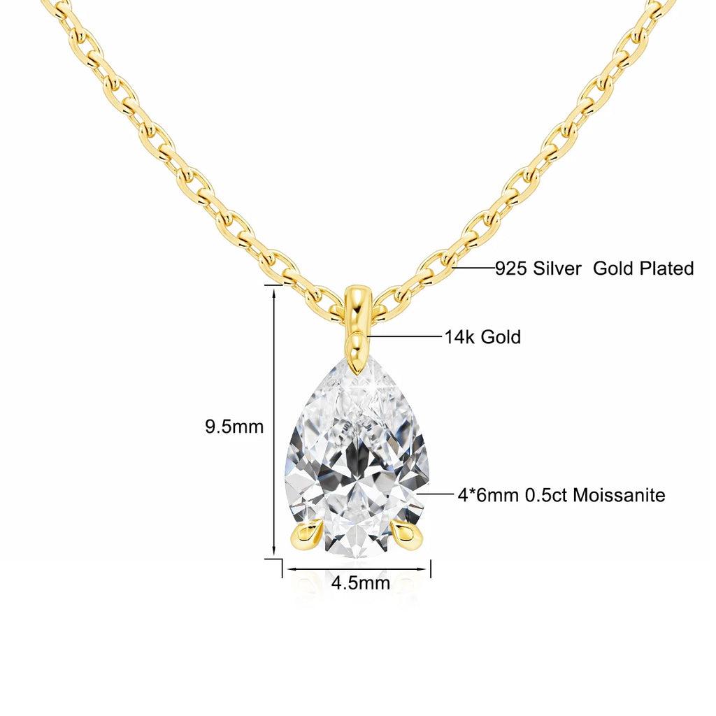 Colar Feminino com Pingente de Moissanite em Ouro 14K.