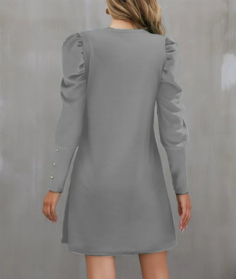 Vestido Feminino Manga Bufante de Outono/Inverno.