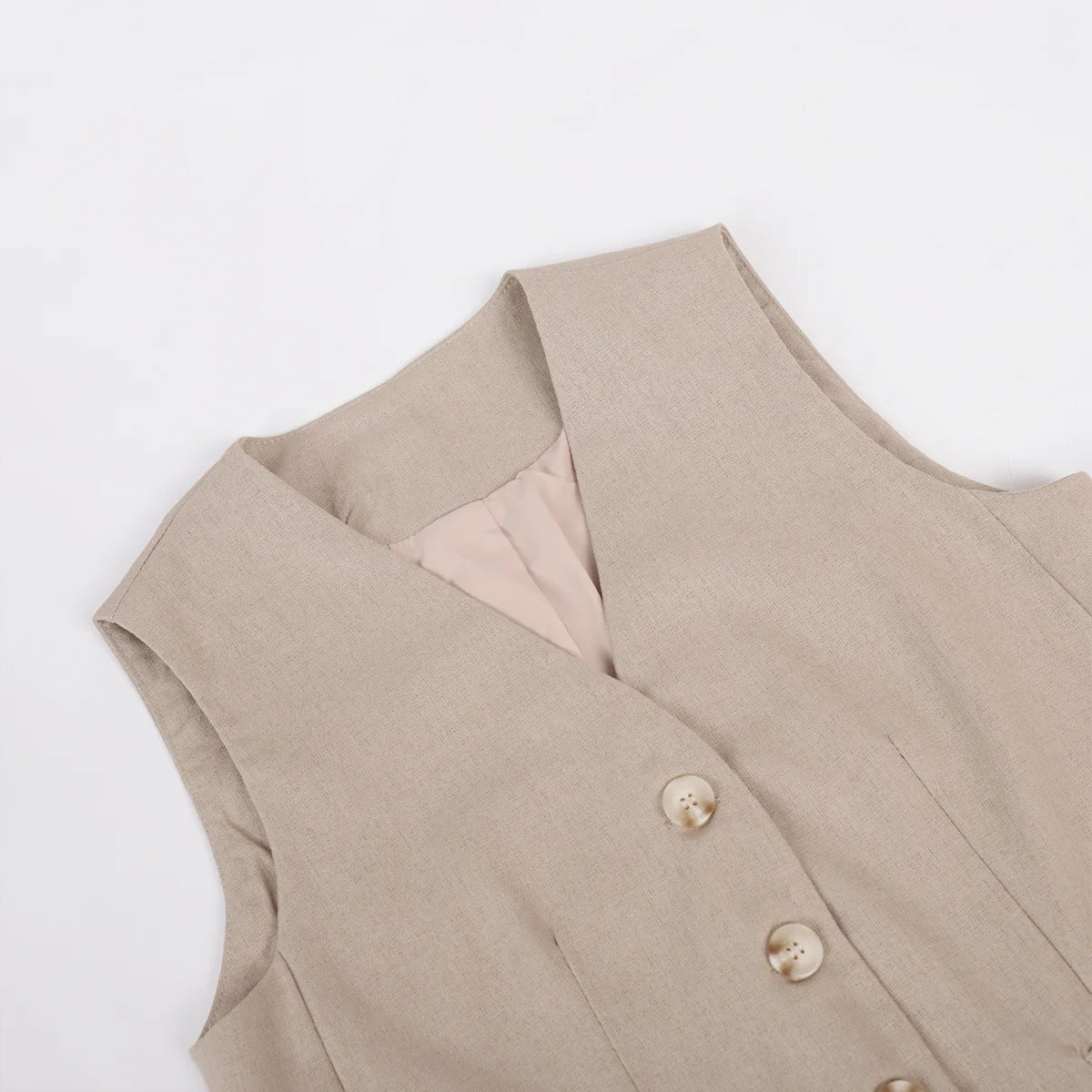 Garb Eleganza Bassa – Conjunto Feminino de Colete Sem Mangas e Calça de Cintura Baixa Primavera/Verão